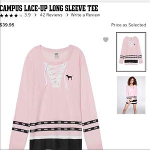 Sold out, PINK campus lace up tee